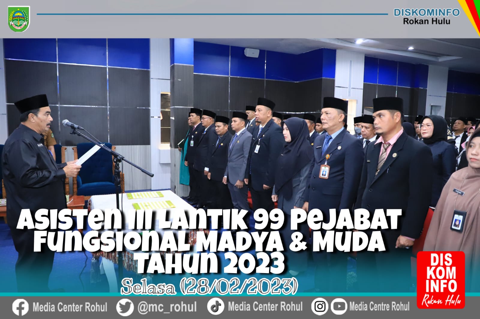 Asisten 3 Lantik 99 Penjabat Fungsional Madya Dan Muda Melalui