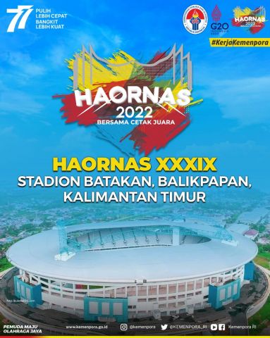 Haornas Ke-39 Tahun 2022,  Bersama Cetak Juara Untuk Kebangkitan Olah Raga Indonesia