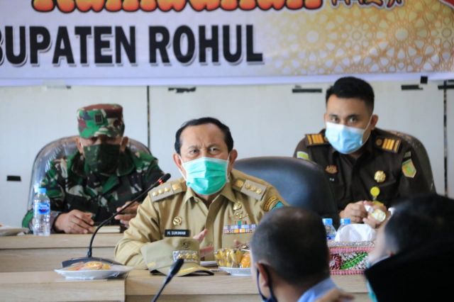 Rakor Lintas Sektoral, Bupati H. Sukiman Minta Aktifkan PPKM dan Kegiatan Ibadah Dibulan Ramadhan terapkan Prokes