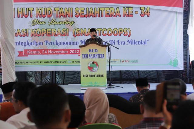 HUT ke-34 KUD Tani Sejahtera, Bupati Sukiman Launching Aplikasi SMARTCOOP Koperasi
