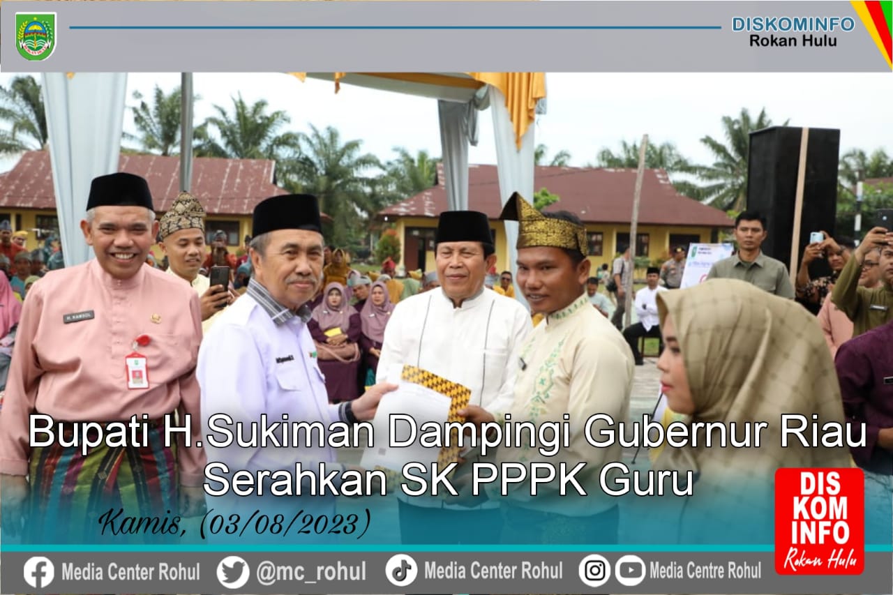 Bupati Rohul H. Sukiman Dampingi Gubernur Riau Serahkan SK PPPK Guru di Kepenuhan